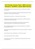 214 Florida License Test &vert; 100&percnt; Correct Answers &vert; Verified &vert; Latest 2024 Version