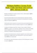 Michigan Builders License Exam  Study Guide Questions and Answers  100% Solved..Grade A+