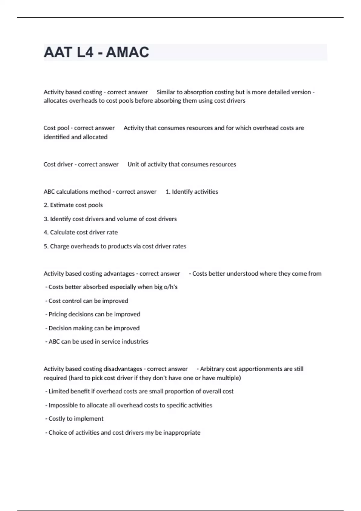 AAT L4 - AMAC Study Guide Questions All Verified 100%Correct/2024 ...
