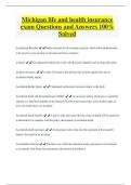 Michigan life and health insurance  exam Questions and Answers 100&percnt;  Solved