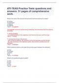 ATI-TEAS Practice Tests questions and answers&period; 31 pages of comprehensive work&period;