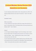 Content Mastery Series Review 2024 Questions and Answers