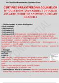 CERTIFIED BREASTFEEDING COUNSELOR 50+ QUESTIONS AND CORRECT DETAILED ANSWERS
