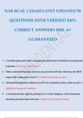 NABS RCAL 1 EXAM LATEST UPDATED 50 QUESTIONS WITH VERIFIED 100% CORRECT ANSWERS 2024. A+ GUARANTEED