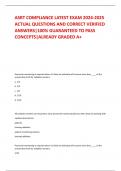 ASRT COMPLIANCE LATEST EXAM 2024-2025 ACTUAL QUESTIONS AND CORRECT VERIFIED ANSWERS&vert;100&percnt; GUARANTEED TO PASS CONCEPTS&vert;ALREADY GRADED A&plus;