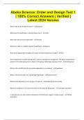 Abeka Science&colon; Order and Design Test 1 &vert; 100&percnt; Correct Answers &vert; Verified &vert; Latest 2024 Version