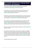 Real Estate Salesperson License Exam Questions and answers