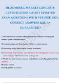 BLOOMBERG MARKET CONCEPTS CERTIFICATION LATEST UPDATED EXAM QUESTIONS WITH VERIFIED 100% CORRECT ANSWERS 2024. A+ GUARANTEED