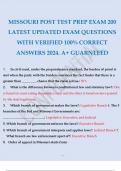 MISSOURI POST TEST PREP EXAM 200 LATEST UPDATED EXAM QUESTIONS WITH VERIFIED 100% CORRECT ANSWERS 2024. A+ GUARANTEED