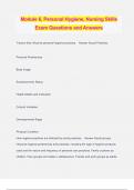 Module 6&comma; Personal Hygiene&comma; Nursing Skills Exam Questions and Answers
