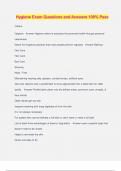 Hygiene Exam Questions and Answers 100&percnt; Pass