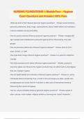 NURSING FOUNDATIONS 1&colon; Module Four &ndash; Hygiene Exam Questions and Answers 100&percnt; Pass