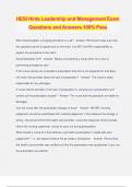 HESI Hints Leadership and Management Exam Questions and Answers 100&percnt; Pass