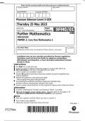 A LEVEL EDEXCEL FURTHER MATHS CORE PURE MATHS QUESTION PAPERS 1AND2 2023