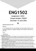 ENG1502 Assignment 2 (ANSWERS) 2024 - DISTINCTION GUARANTEED