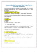 Advanced Health Assessment Final Exam Practice Questions & Answers