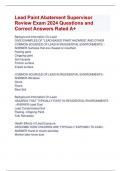 Lead Paint Abatement Supervisor  Review Exam 2024 Questions and  Correct Answers Rated A+