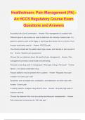 Healthstream: Pain Management (PA) - An HCCS Regulatory Course Exam Questions and Answers