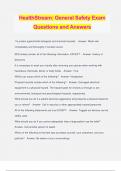 HealthStream: General Safety Exam Questions and Answers