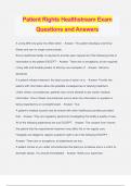 Patient Rights Healthstream Exam Questions and Answers