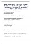 AEST Associate of Agriculture Industry Certification Study Guide &vert; Actual Exam Questions &vert; 100&percnt; Correct Answers &vert; Verified 2024 Version