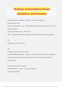 Nursing Jurisprudence Exam Questions and Answers