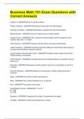 Business Math 101 Exam Questions with Correct Answers