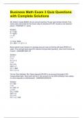 Business Math Exam 3 Quiz Questions with Complete Solutions