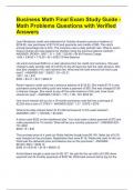Business Math Final Exam Study Guide - Math Problems Questions with Verified Answers