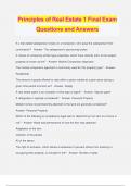 Principles of Real Estate 1 Final Exam Questions and Answers