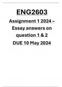 ENG2603 ASSIGNMENT 1 2024 COMPLETE ESSAY ANSWERS