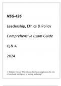 (GCU) NSG-436 LEADERSHIP, ETHICS & POLICY COMPREHENSIVE EXAM GUIDE Q & A 2024.