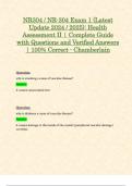 Exam 1&comma; Exam 2 & Final Exam&colon; NR304 &sol; NR-304 &lpar;Latest 2024 &sol; 2025 UPDATES STUDY BUNDLE&rpar; Health Assessment II Exam Reviews &vert; Questions and Verified Answers &vert; 100&percnt; Correct &vert; Grade A - Chamberlain