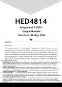 HED4814 Assignment 1 (ANSWERS) 2024 - DISTINCTION GUARANTEED
