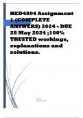 HED4804 Assignment 1 (COMPLETE ANSWERS) 2024 - DUE 28 May 2024 ;100% TRUSTED workings, explanations and solutions