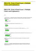 PROJ 583  Week 8 Final Exam 1 (Multiple Choice and Explanatory)