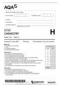 AQA GCSE CHEMISTRY Higher Tier Paper 2 Tuesday 13 June 2023 