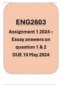 ENG2603 ASSIGNMENT 1 2024 ESSAY ANSWERS BOTH