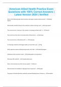 American Allied Health Practice Exam Questions with 100&percnt; Correct Answers &vert; Latest Version 2024 &vert; Verified