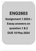 ENG2603 ASSIGNMENT 1 2024 BOTH ESSAY ANSWERS