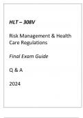 (GCU) HLT-308V RISK MANAGEMENT & HEALTH CARE REGULATIONS FINAL EXAM GUIDE Q & A