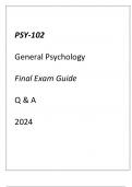 (GCU) PSY-102 GENERAL PSYCHOLOGY FINAL EXAM GUIDE Q & A 2024