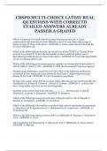 CBSPD MULTI-CHOICE LATEST REAL QUESTIONS WITH CORRECTD ETAILED ANSWERS ALREADY PASSED&period;A GRADED