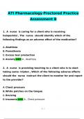 ATI Pharmacology Practice Assessment A & B  questions verified with 100% correct answers