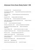 Arkansas Civics Exam Study Guide 1-100  Questions With Complete Answers