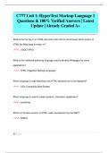 C777 Unit 1: HyperText Markup Language 1 Questions & 100% Verified Answers | Latest  Update | Already Graded A+