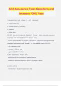 ACA Assurance Exam Questions and Answers 100% Pass