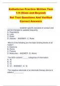 Esthetician Practice Written Test  1-9 (Glam and Beyond) Set Test Questions And Verified  Correct Answers