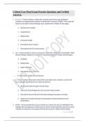 Critical Care Final Exam Practice Questions and Verified Answers.
