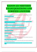 RADON 221 MIDTERM  EXAM QUESTIONS AND  VERIFIED ANSWERS